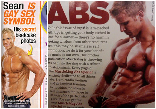 Sean Lowe without a Shirt in a Magazine Article for Abs