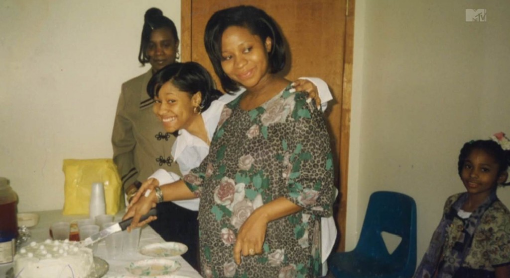 Nicki and her Mom cutting cake