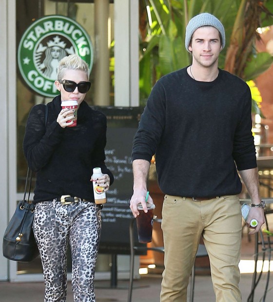 Miley Cyrus in Leopard Print Pants and Starbucks 06