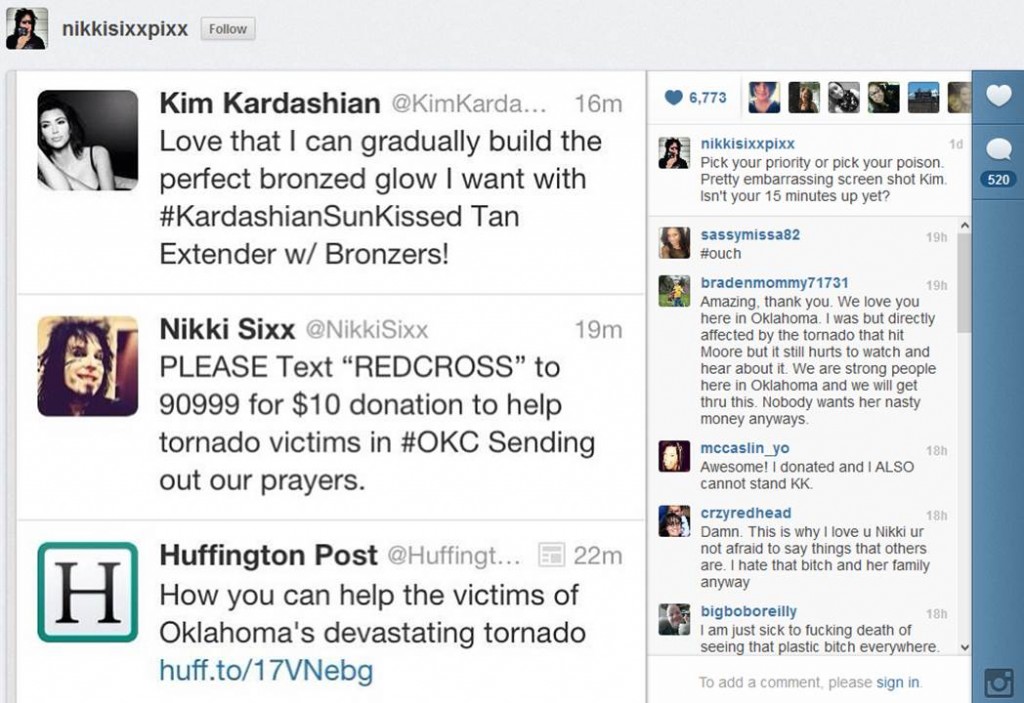 Kim Kardashian sent out a marketing tweet during the OKC Relief effort
