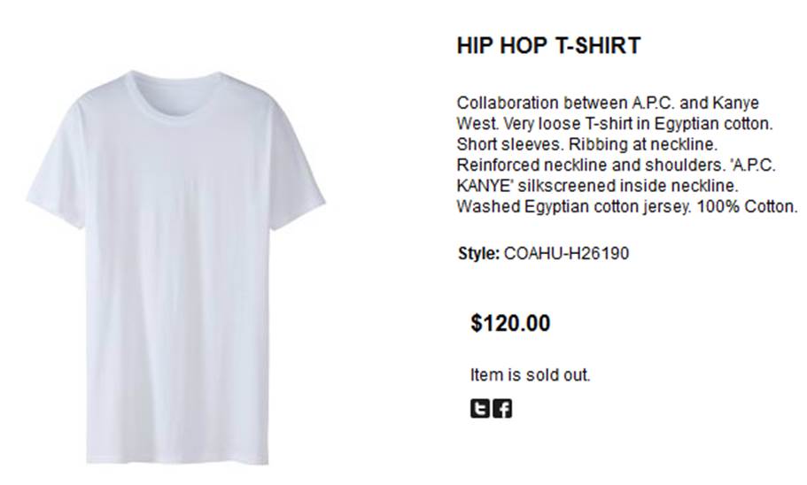 Kanye West $120 Hip Hop T Shirt